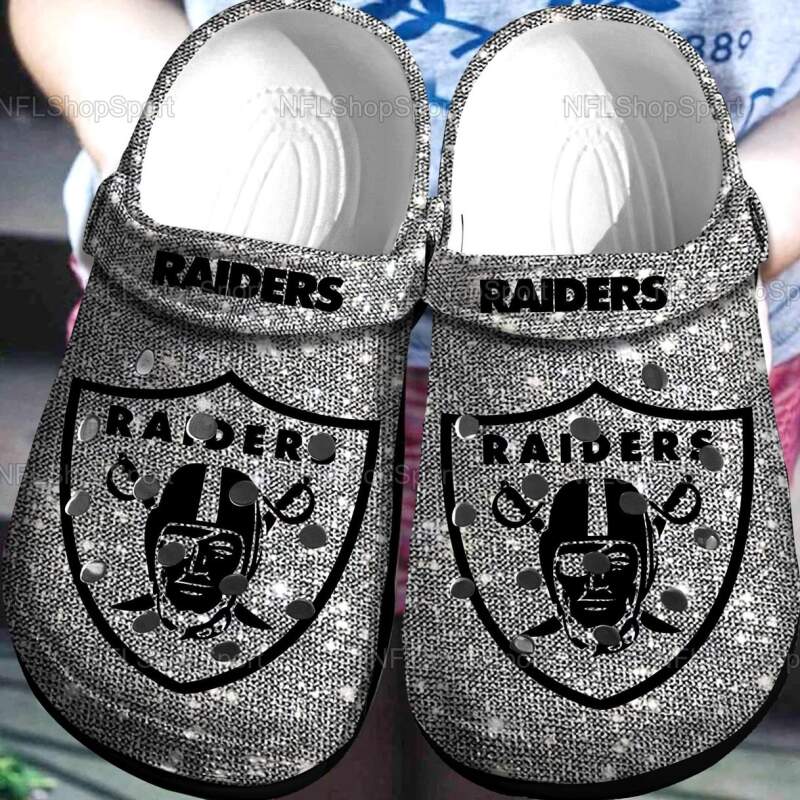 Las Vegas Raiders Nfl Band Crocs Clog Shoes 3 Las Vegas Raiders Nfl Band Crocs Clog Shoes
