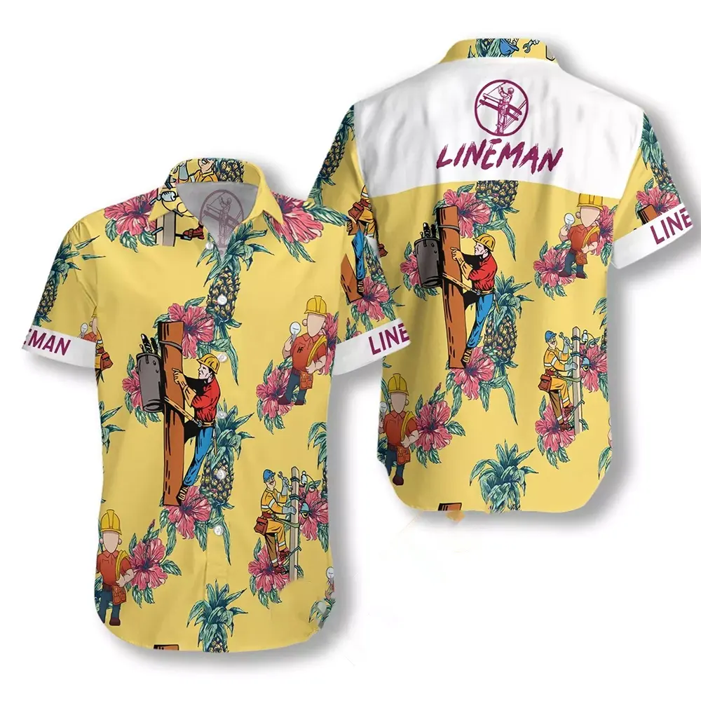 Lineman Pineapple Seamless Pattern Hawaiian shirts