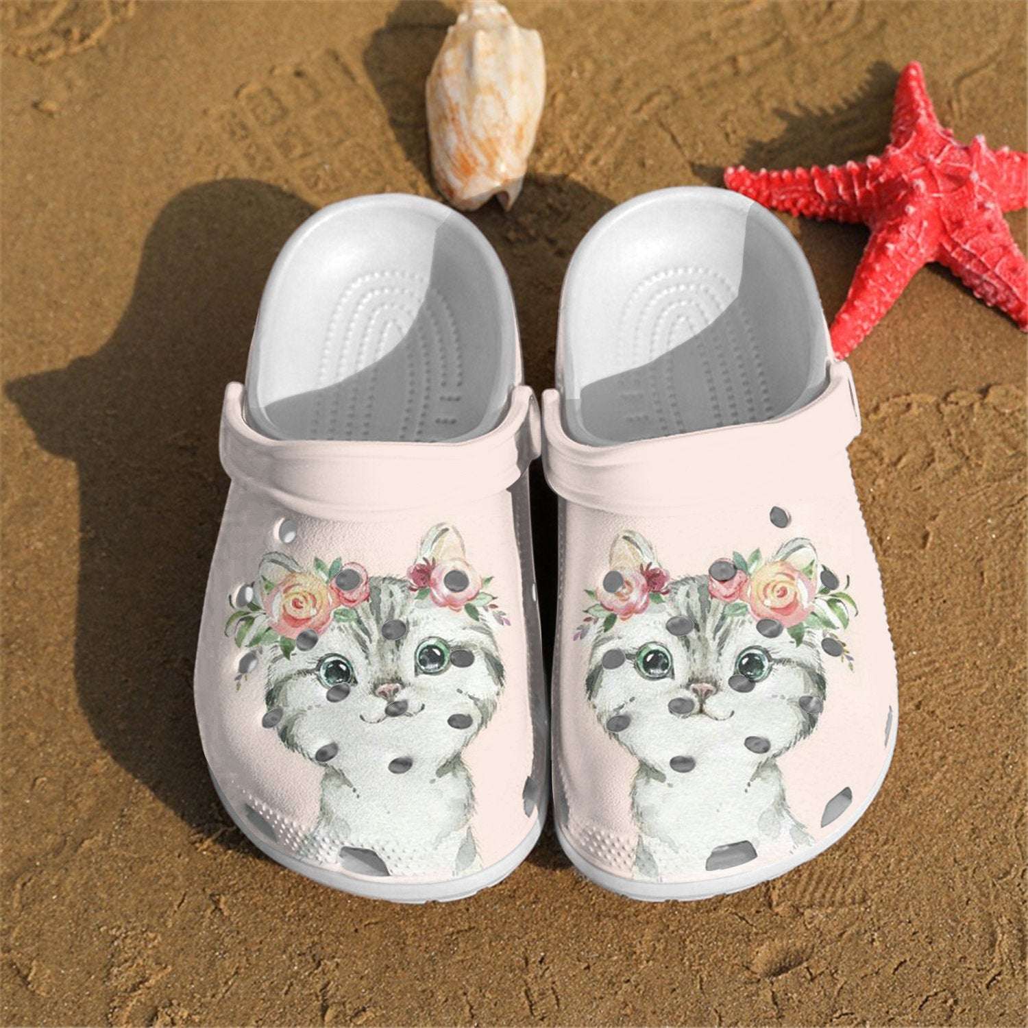 Unique Little Cat Flowers Crocs Clog Shoes