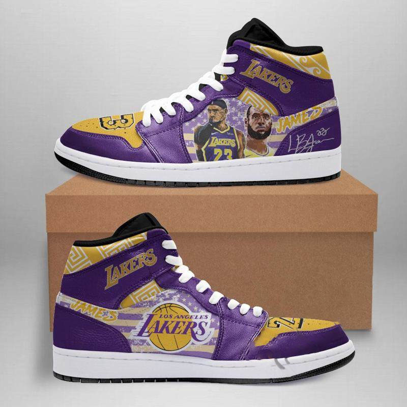 Los Angeles Lakers Custom Air Jordan Shoes 1 Los Angeles Lakers Custom Air Jordan Shoes