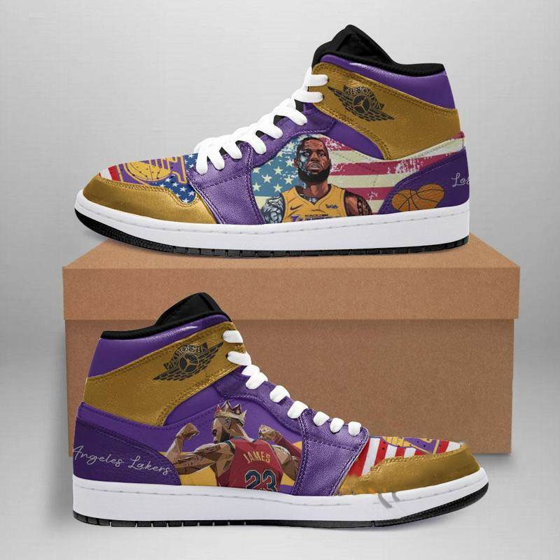 Los Angeles Lakers Custom Air Jordan Shoes - Animetrium