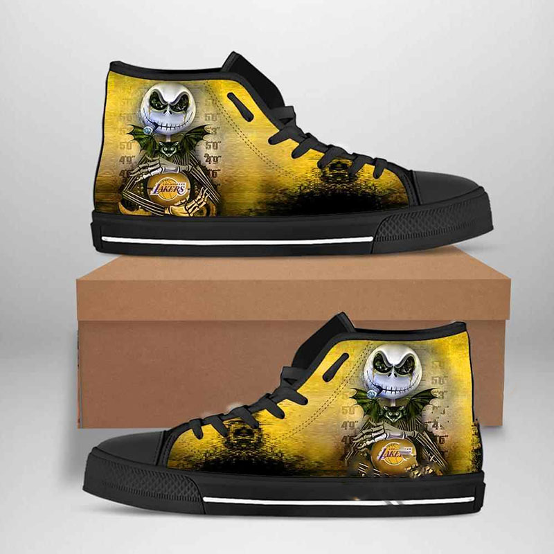 Los Angeles Lakers Nba Basketball Jack Skellington High Top Shoes