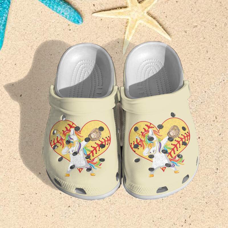 Love Unicorn Softball Crocs Clog Shoes