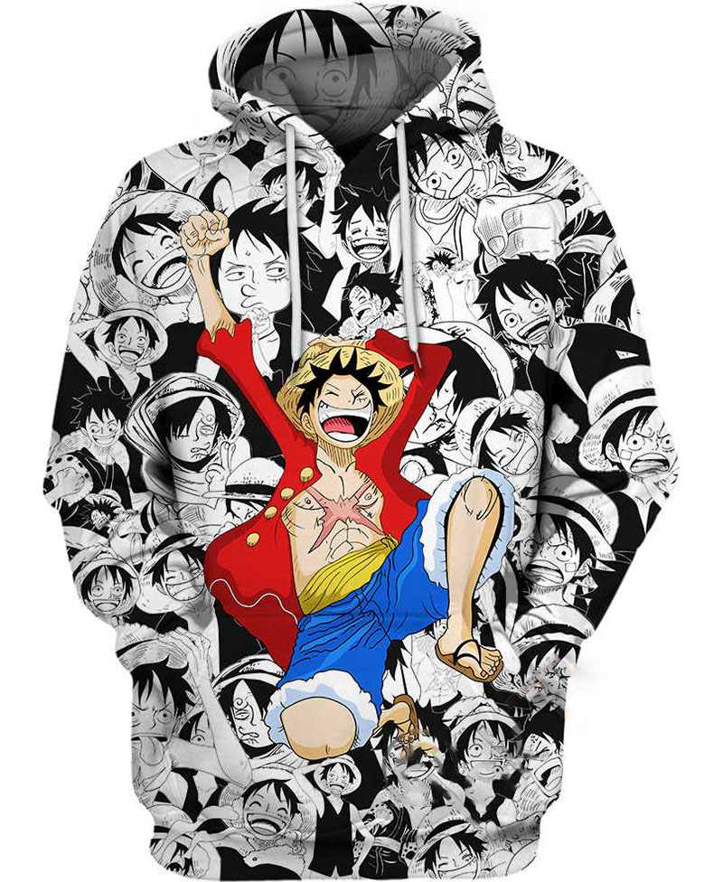 Luffy Emotions Hoodie 3D 1 Luffy Emotions Hoodie 3D