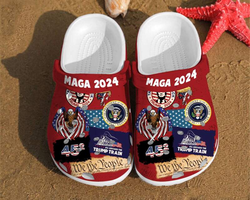 Maga 2024 Stickers Trump Vote For Girl Independence Us Day Gift 4th Of July Gifts Crocs Clog Shoes