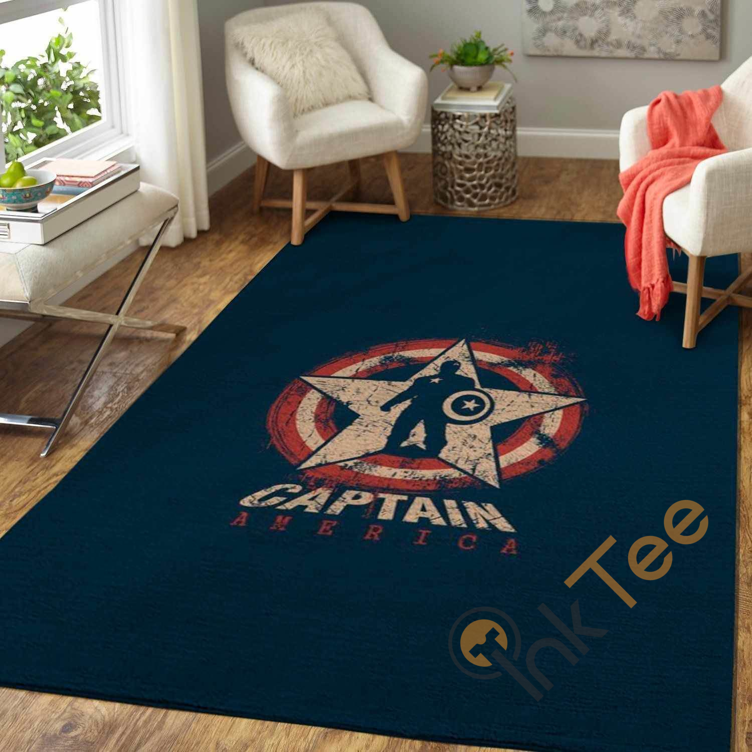 Retro Marvel Superhero Captain America Area Rug