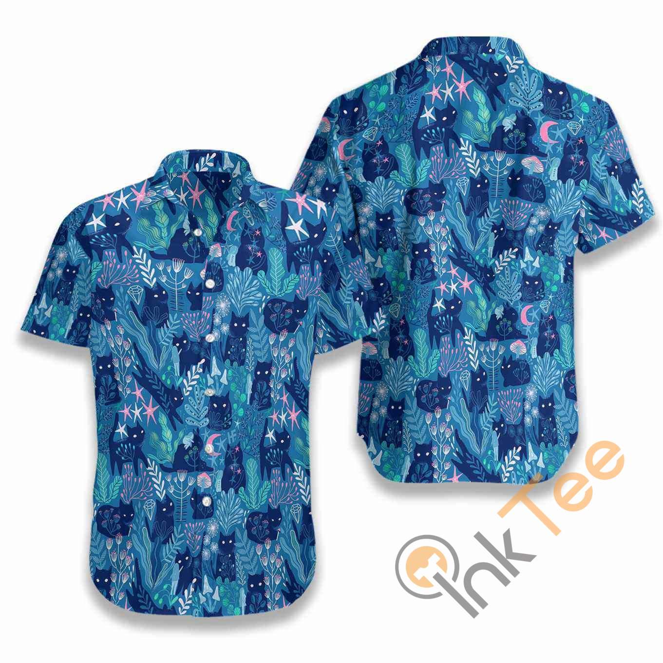 Meowgical Pattern Floral Hawaiian shirts