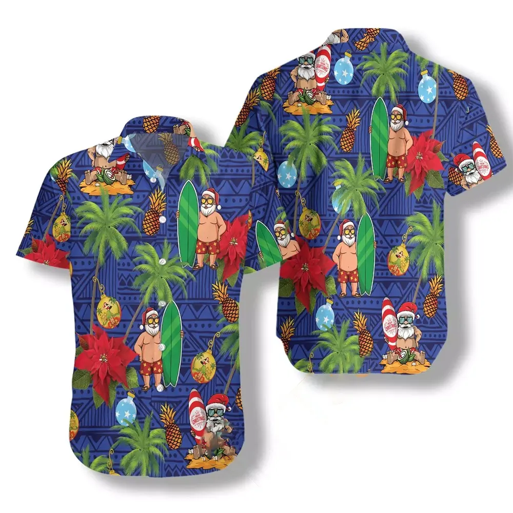 Funny Santa Claus Seamless Pattern Hawaiian shirts