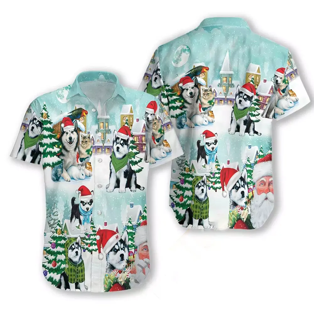 Merry Husky Christmas Hawaiian shirts