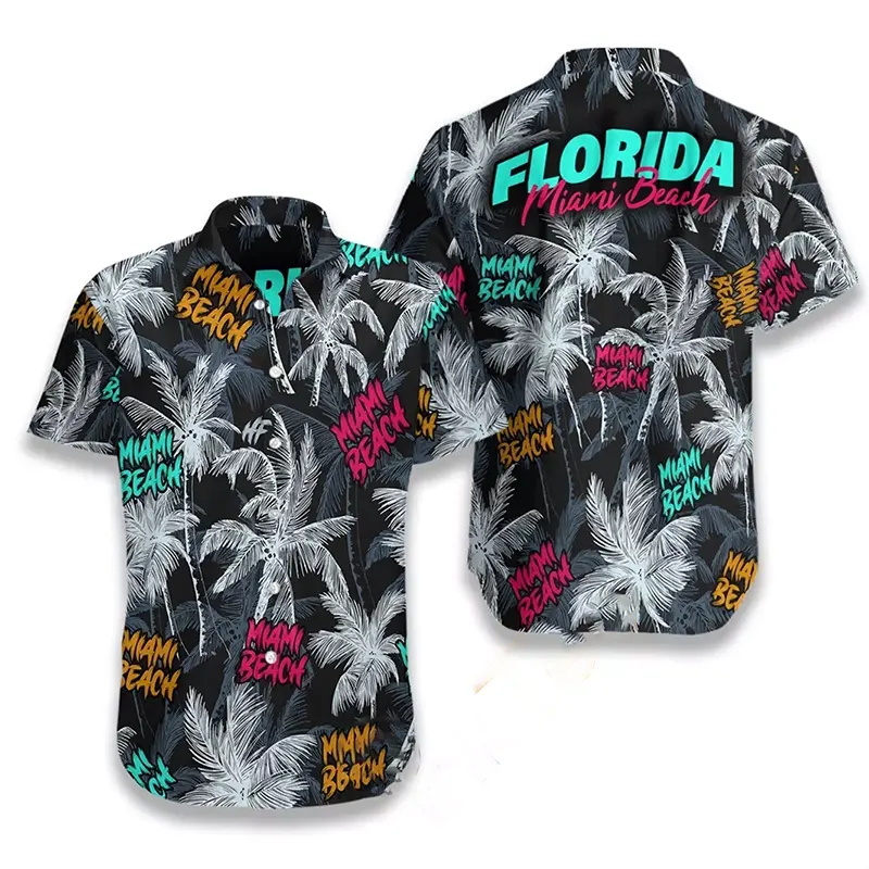 Miami Beach Coconut Tree Seamless Hawaiian shirts