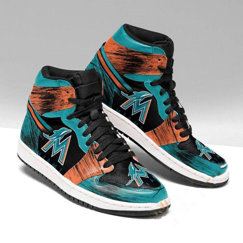 Miami Dolphins Miami Marlins Custom Sneaker Air Jordan Shoes 2 Miami Dolphins Miami Marlins Custom Sneaker Air Jordan Shoes