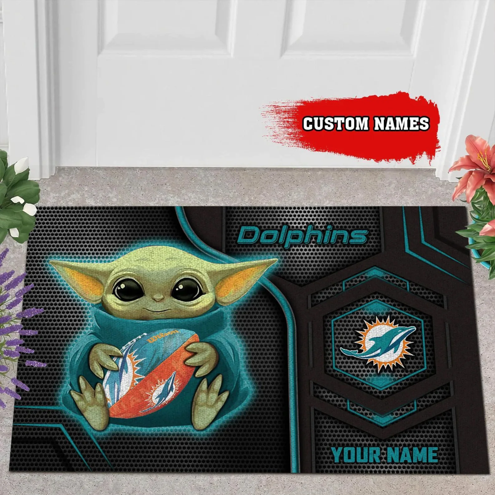 Miami Dolphins NFL Fan Gift Doormat