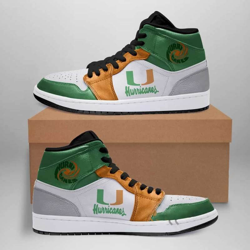 Miami Hurricanes American Football Custom Air Jordan Shoes