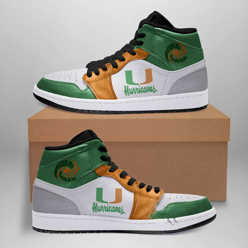 Miami Hurricanes American Football Custom Air Jordan Shoes