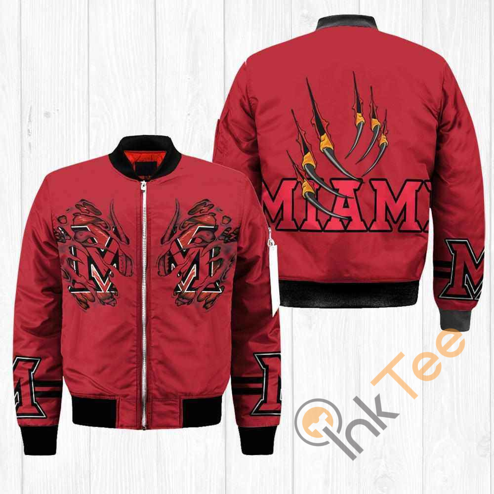Miami Redhawks NCAA Claws Red Apparel Best Christmas Gift For Fans Bomber Jacket