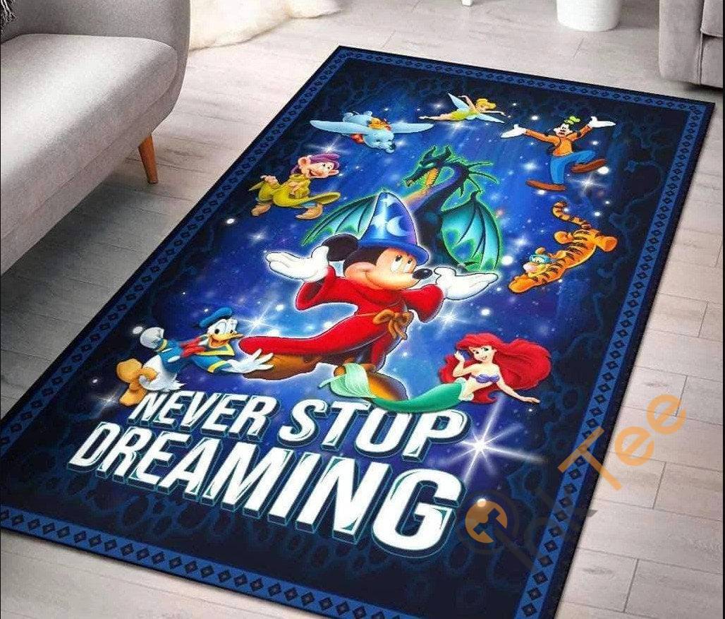 Mickey Mouse Never Stop Dreaming Disney Goofy Ariel Living Room Gift For Lover Rug