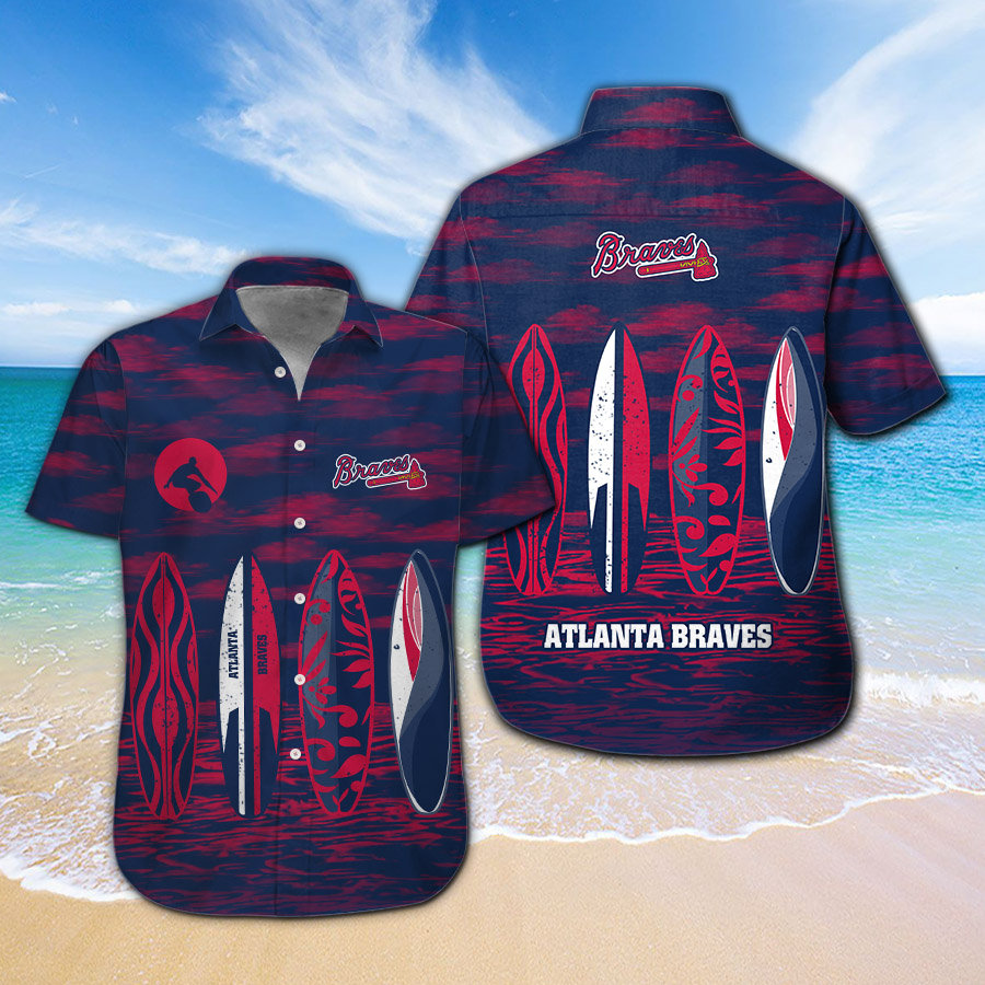 Mlb Baseball Atlanta Braves Surfboard Summer Beach Hawaiian shirts