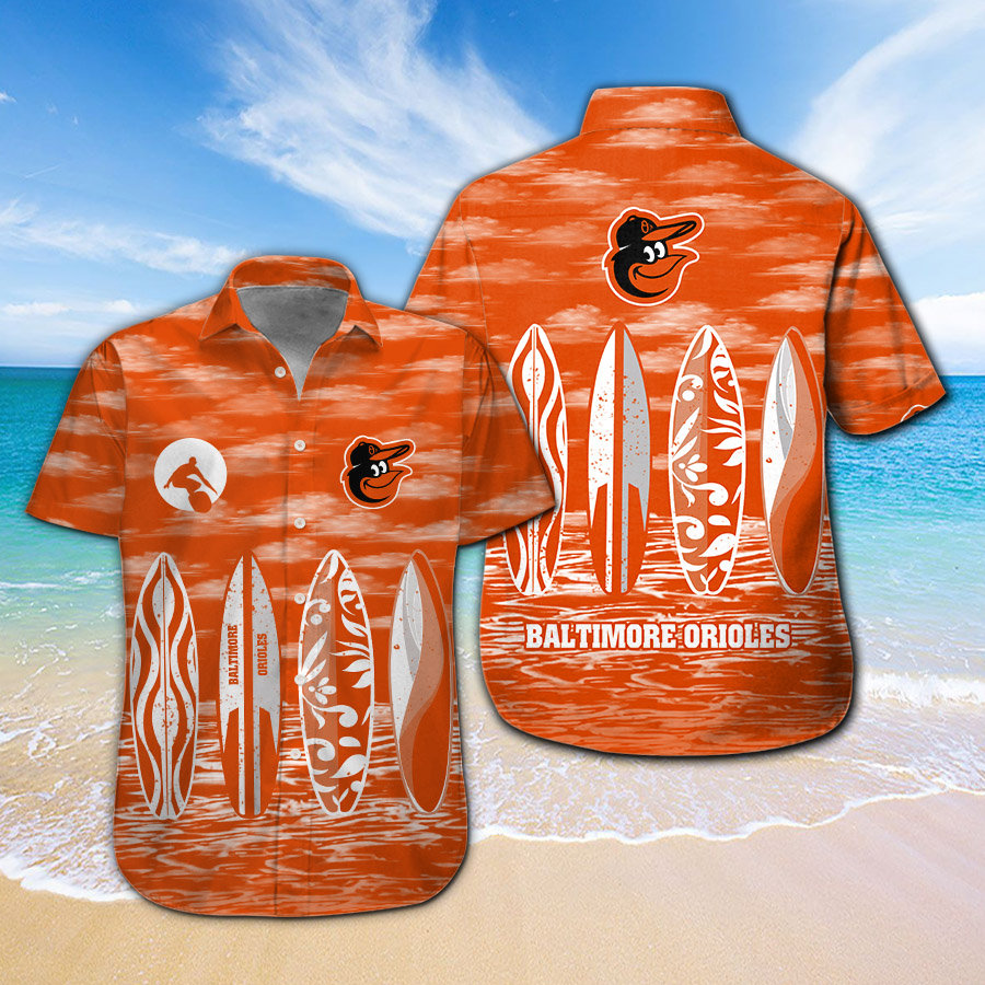 Mlb Baseball Baltimore Orioles Surfboard Summer Beach Hawaiian shirts