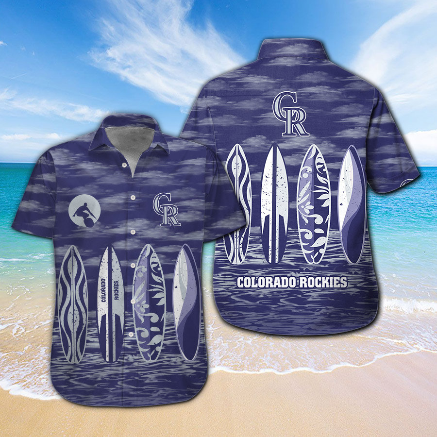MLB Baseball Colorado Rockies Surfboard Summer Beach Hawaiian shirts