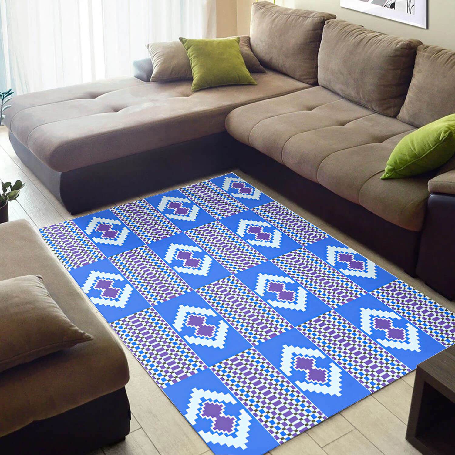 Modern African Blue Seamless Pattern Large House Rug