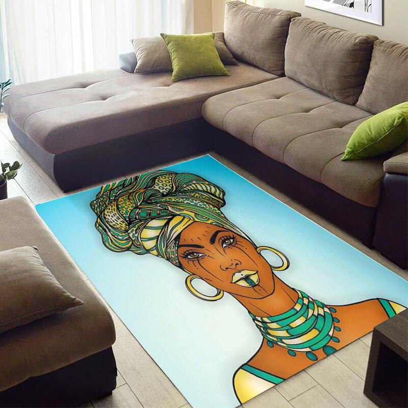 Modern African American Fancy Themed Afro Lady Design Floor House Rug 1 Modern African American Fancy Themed Afro Lady Design Floor House Rug