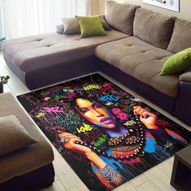 Modern African Cute American Art Melanin Afro Woman Carpet Style Rug 1 Modern African Cute American Art Melanin Afro Woman Carpet Style Rug