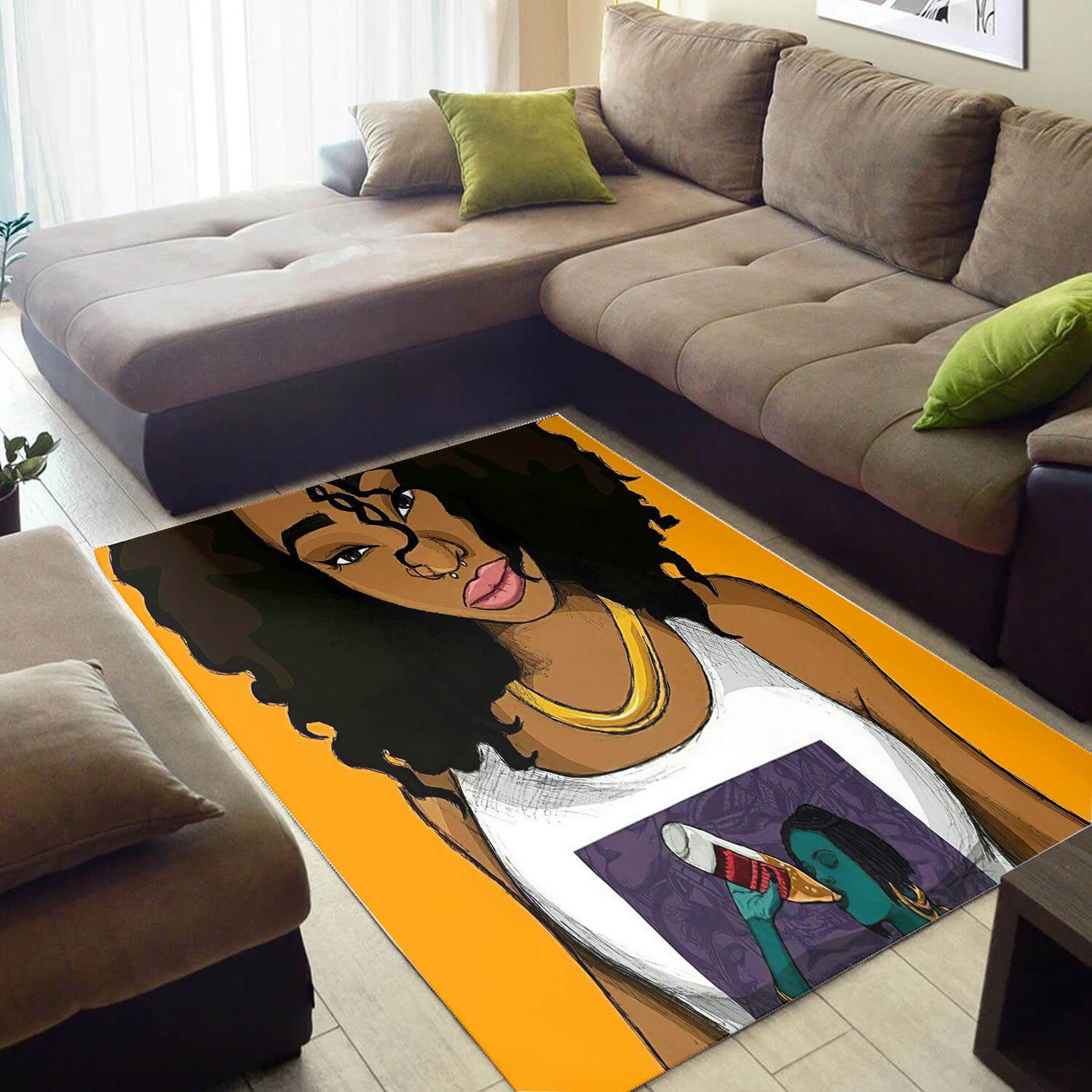 Modern African Cute Style Black Girl Large Carpet Inspired Home Rug 1 Modern African Cute Style Black Girl Large Carpet Inspired Home Rug