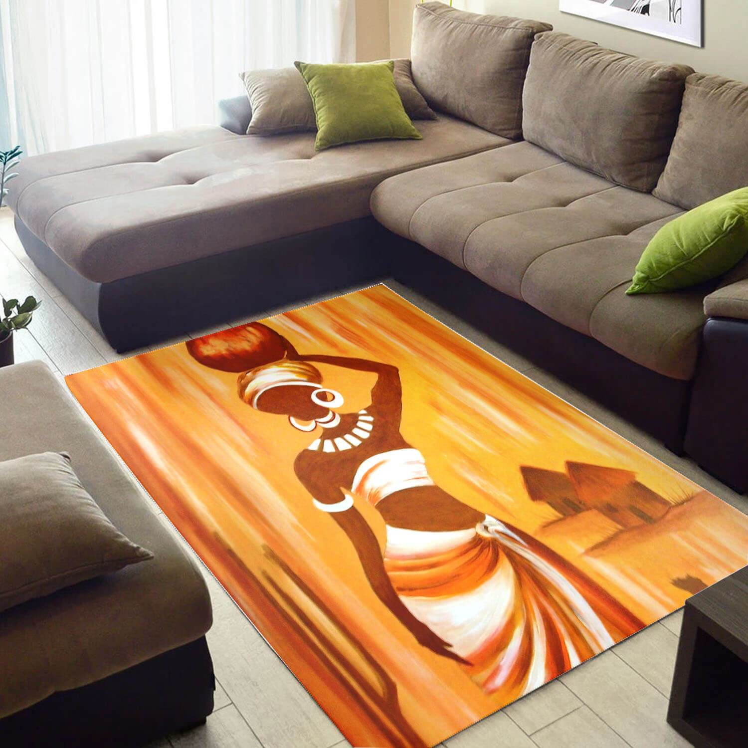 Enchanted African Girl With A Pottery On Head Living Room Rug