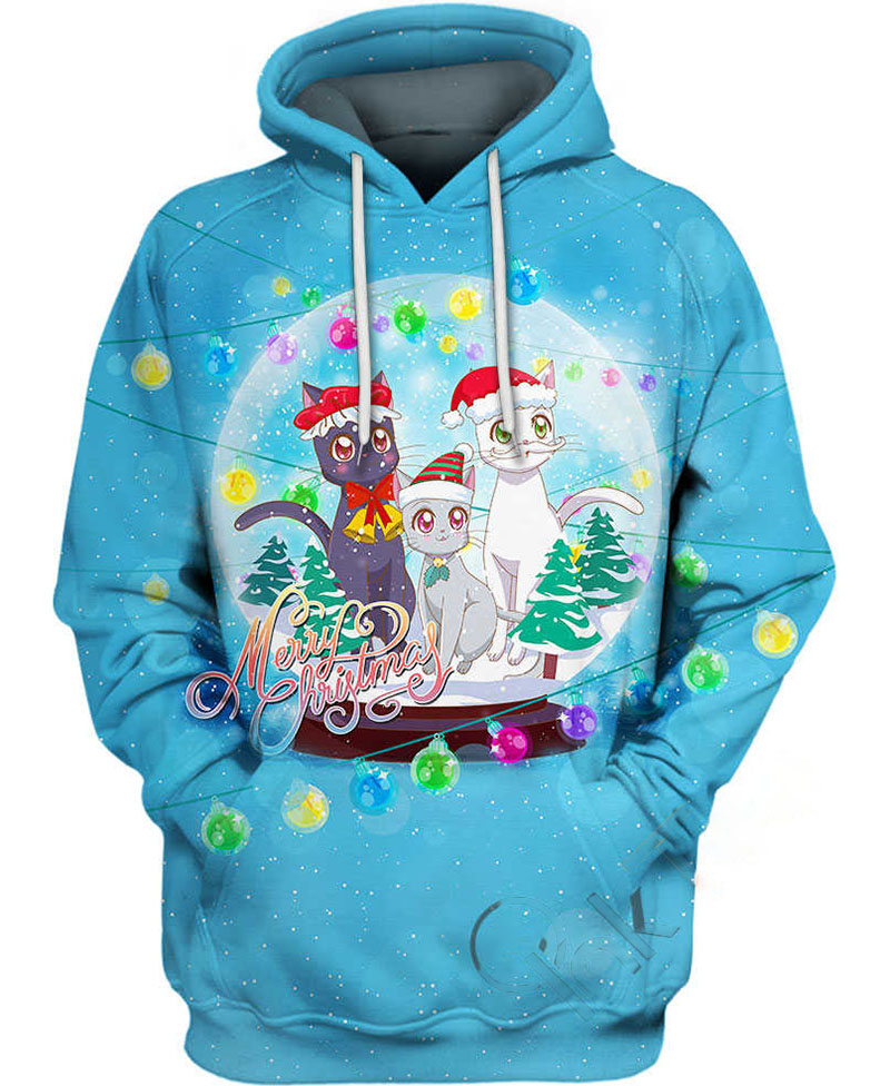 Moon Cats Xmas Hoodie 3D