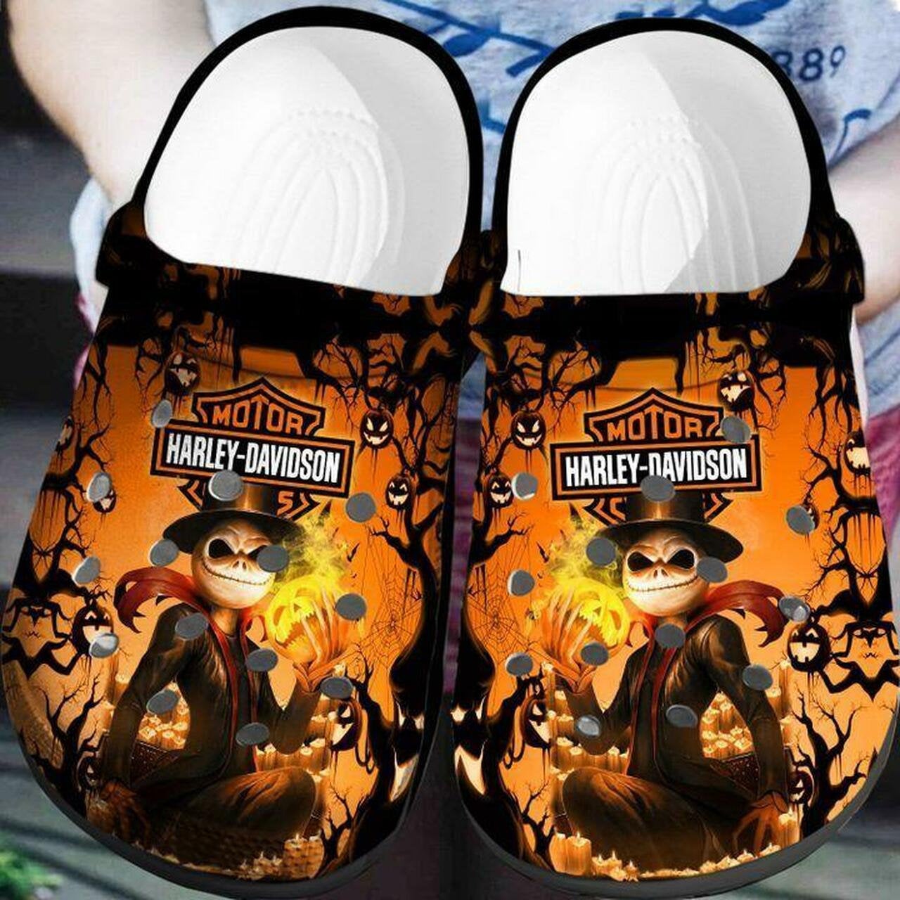 Moto Harley Davidson Personalized Halloween Crocs Clog Shoes