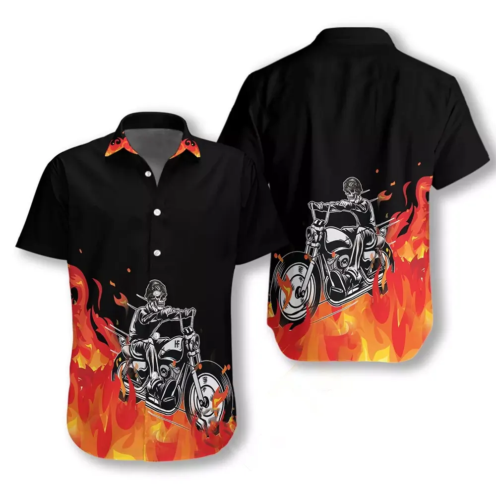 Motorbike Skull Hawaiian shirts