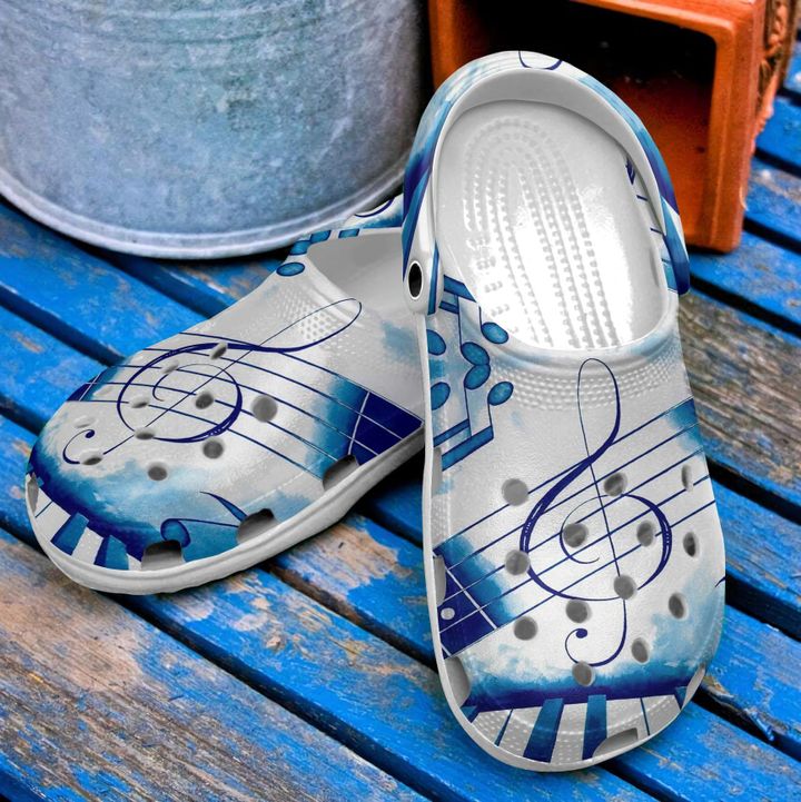 Music Blue Symphony Crocs Clog Shoes 9 Music Blue Symphony Crocs Clog Shoes