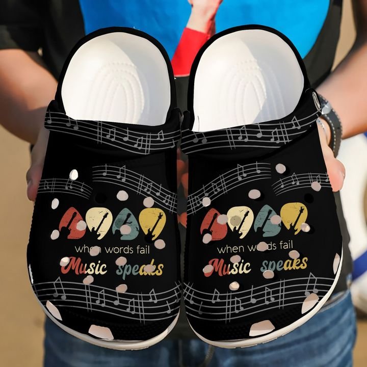 Music Speaks Crocs Clog Shoes 6 Music Speaks Crocs Clog Shoes