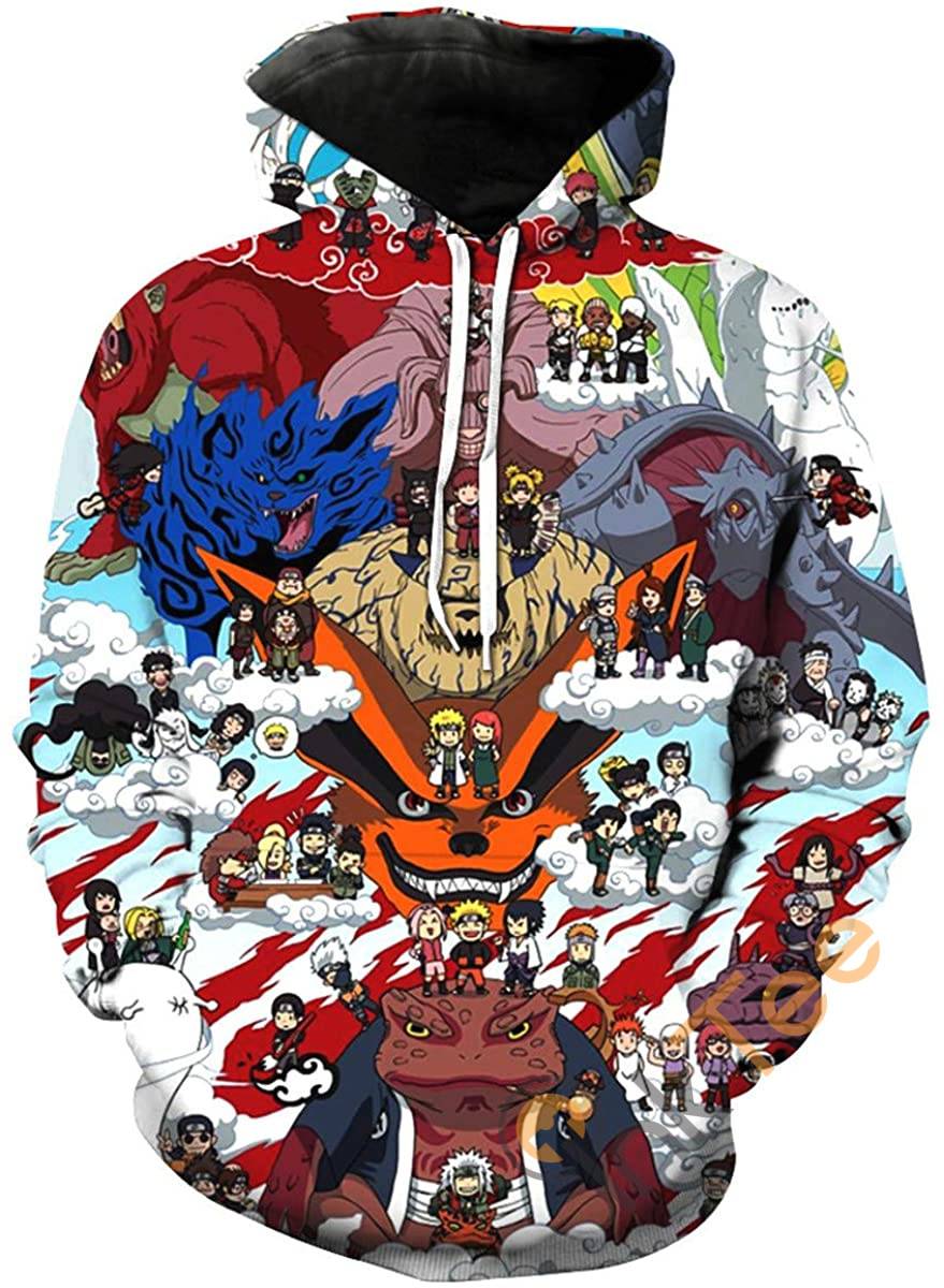 Naruto Print Pullover With Front Pocket Hoodie 3D