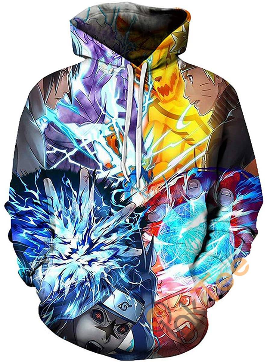 Naruto Print Pullover With Front Pocket Hoodie 3D