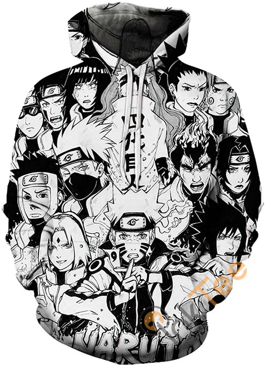 Naruto Print Pullover With Front Pocket Hoodie 3D
