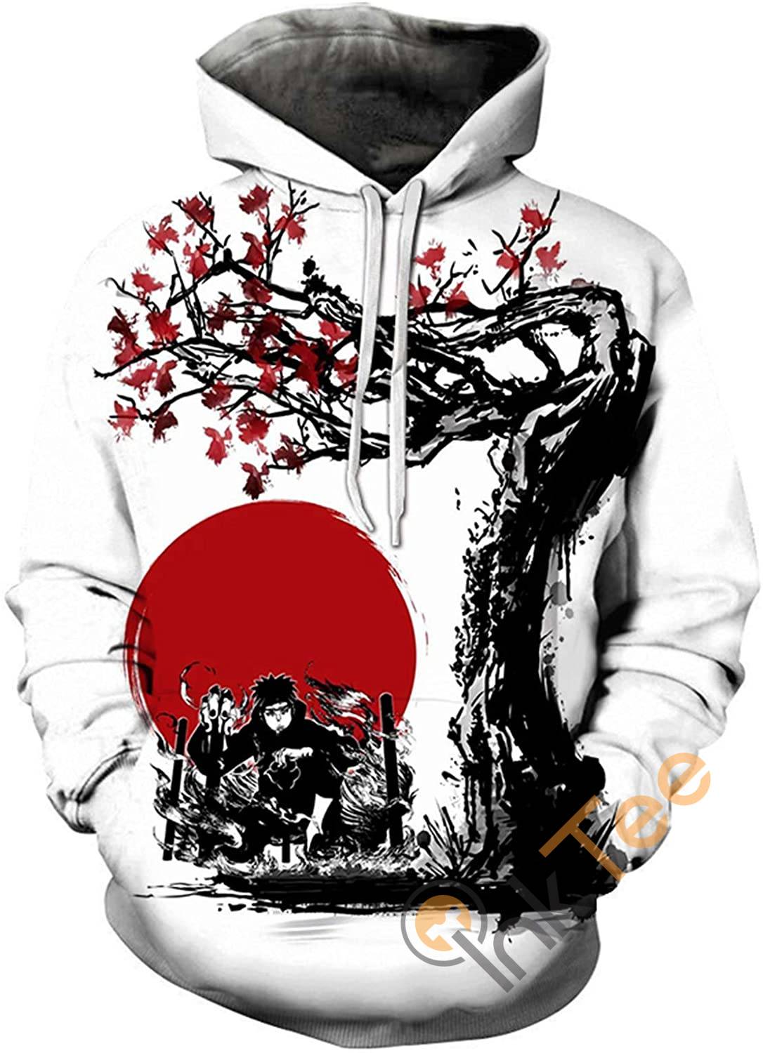 Naruto Print Pullover With Front Pocket Hoodie 3D