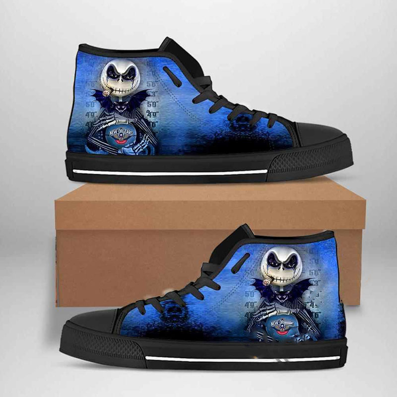 New Orleans Pelicans NBA Basketball Jack Skellington High Top Shoes