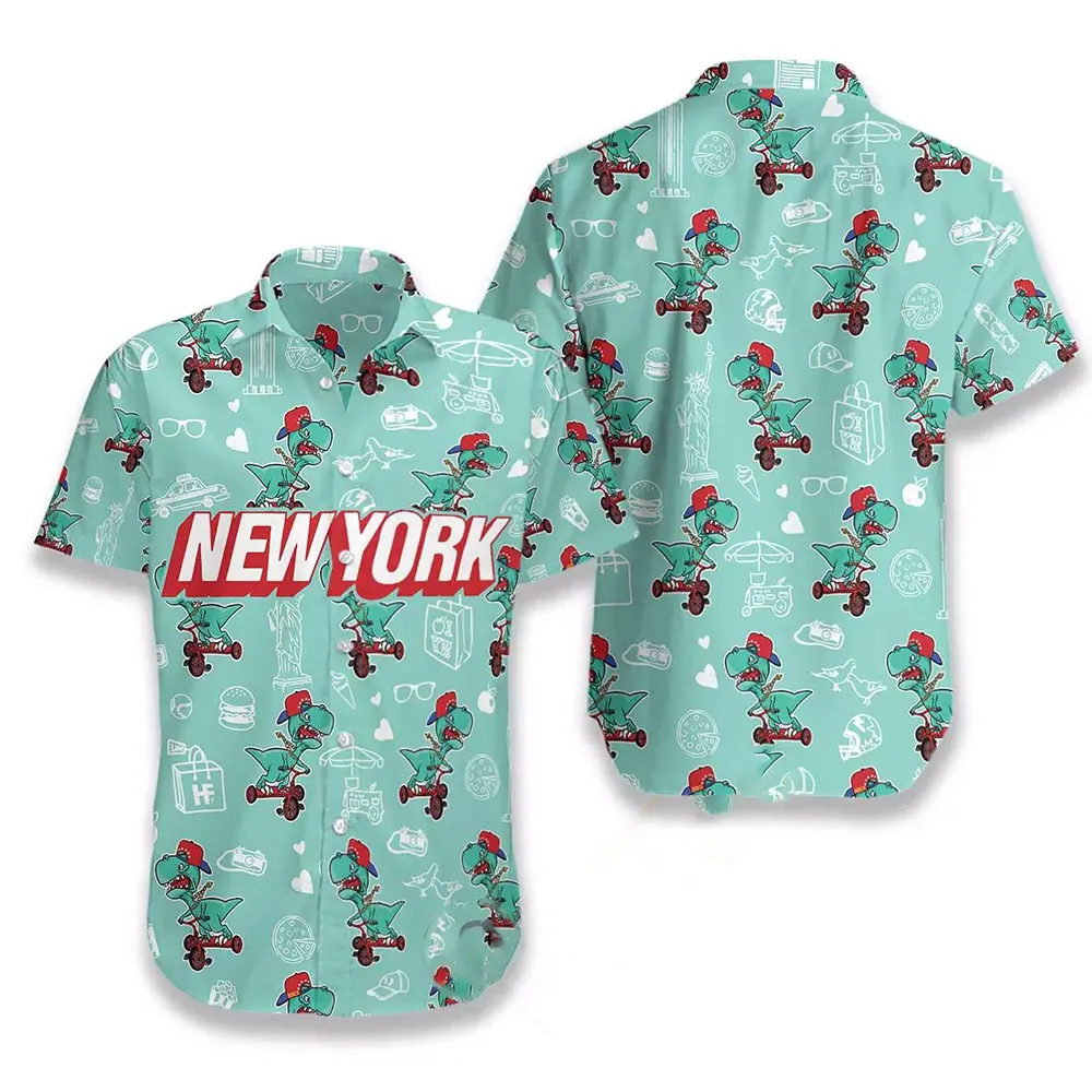New York T-rex Dinosaur Hawaiian shirts