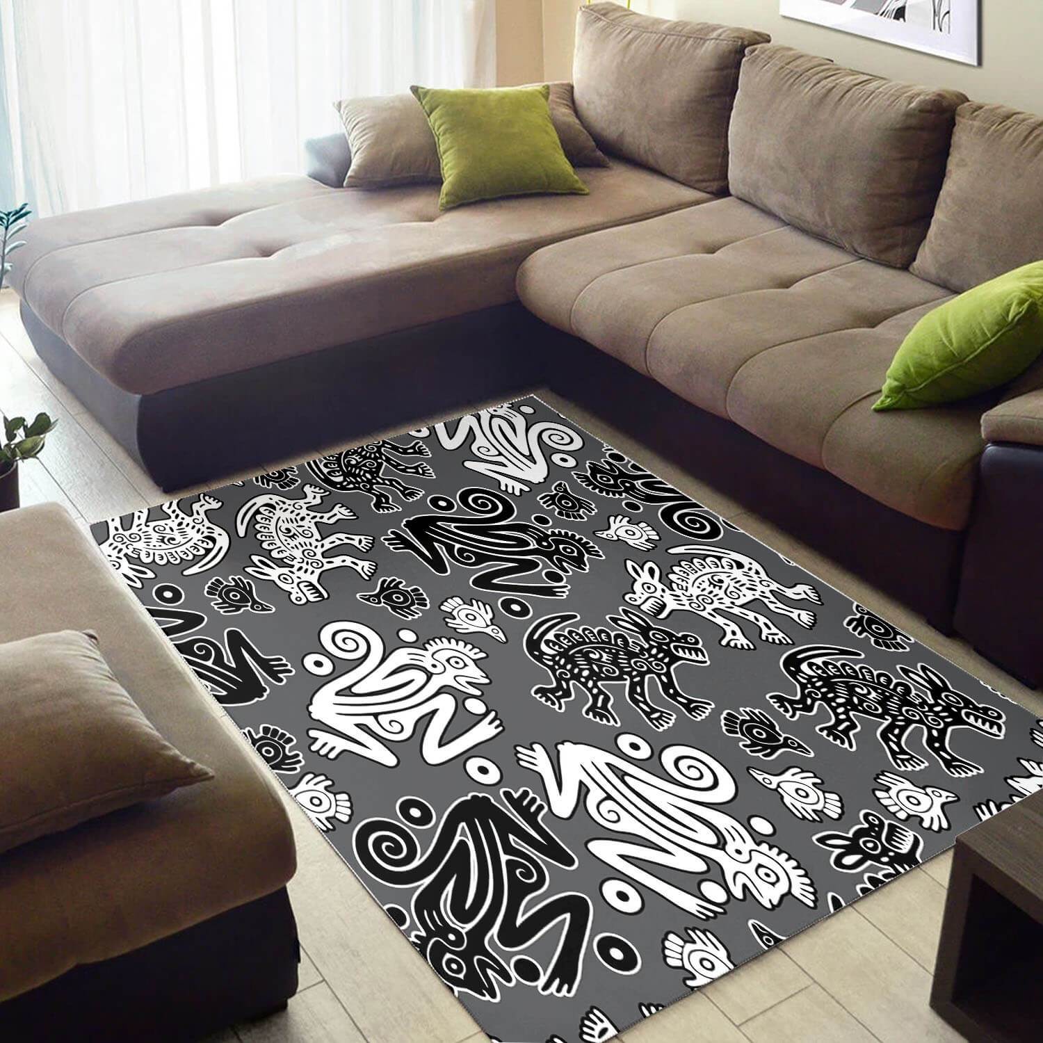 African Indigenous Wild Animal Ethnic Seamless Pattern Rug