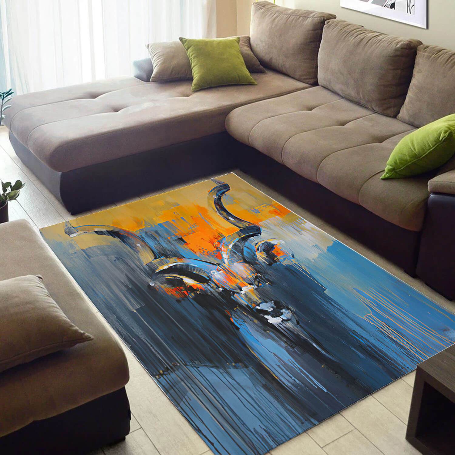 African Acrylic Wild Goat Head Rug