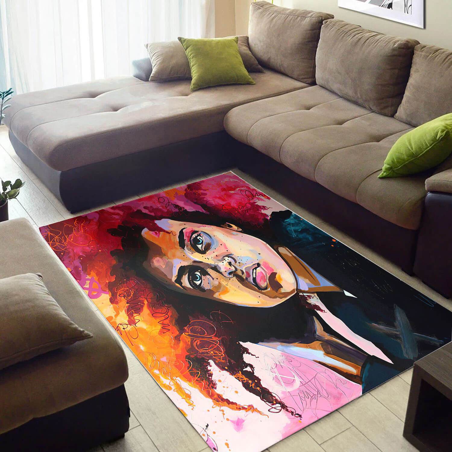 Nice African Pretty Natural Hair Woman Large Carpet Room Rug