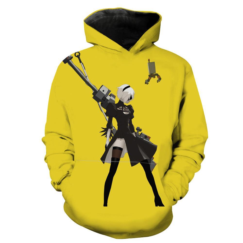 Nier Automata Yellow Video Game Hoodie 3D