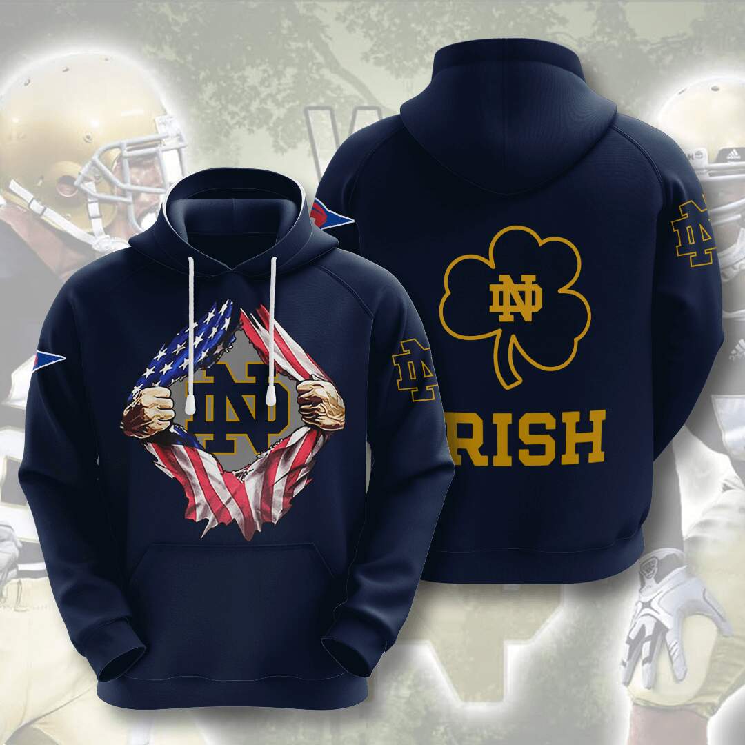 Notre Dame Fighting Irish Custom Hoodie 3D 3 Notre Dame Fighting Irish Custom Hoodie 3D