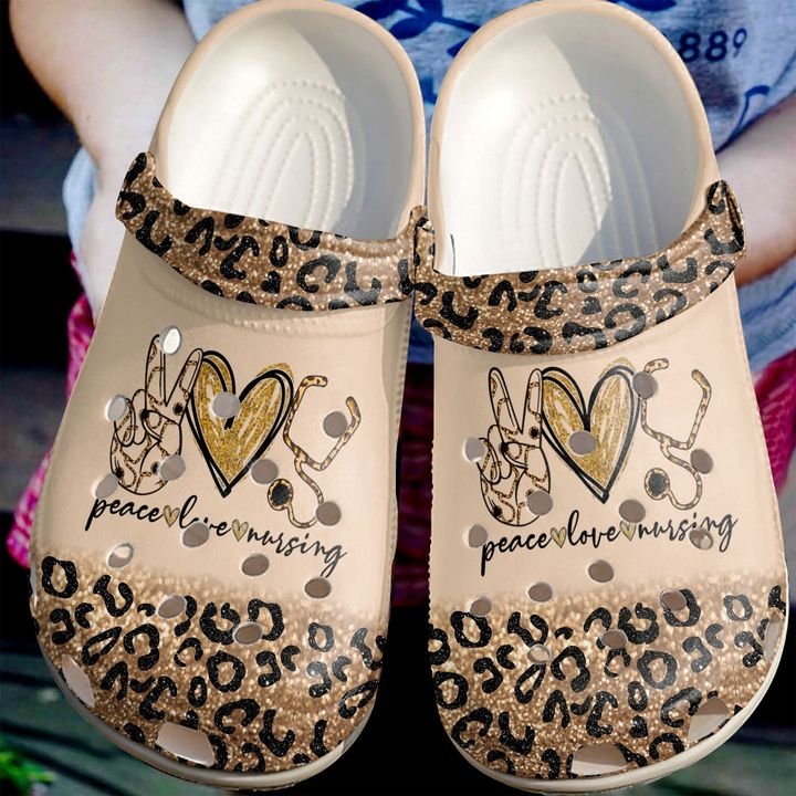 Nurse Peace Love Nursing Crocs Clog Shoes