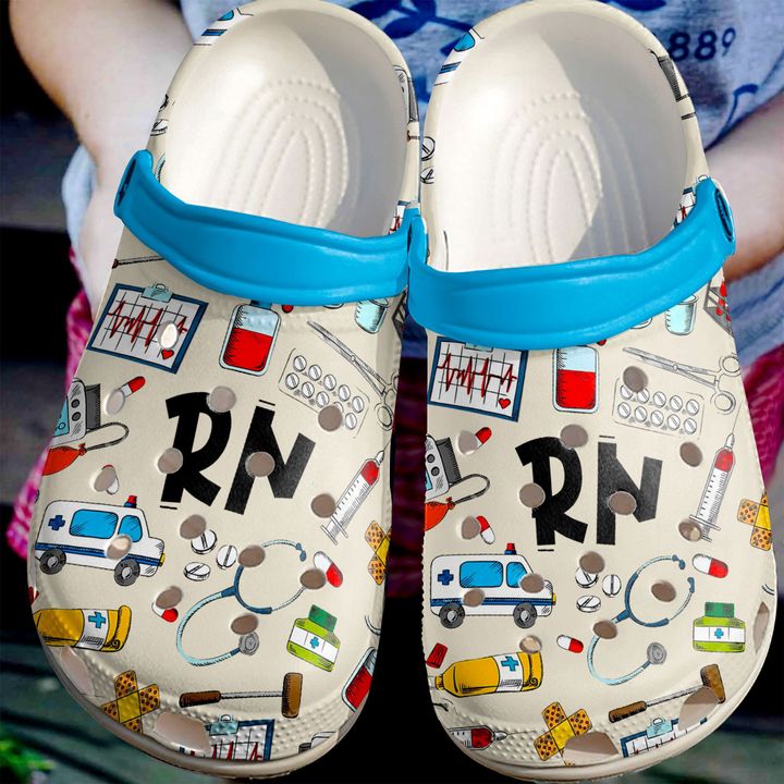 Nurse Rn Pattern Crocs Clog Shoes