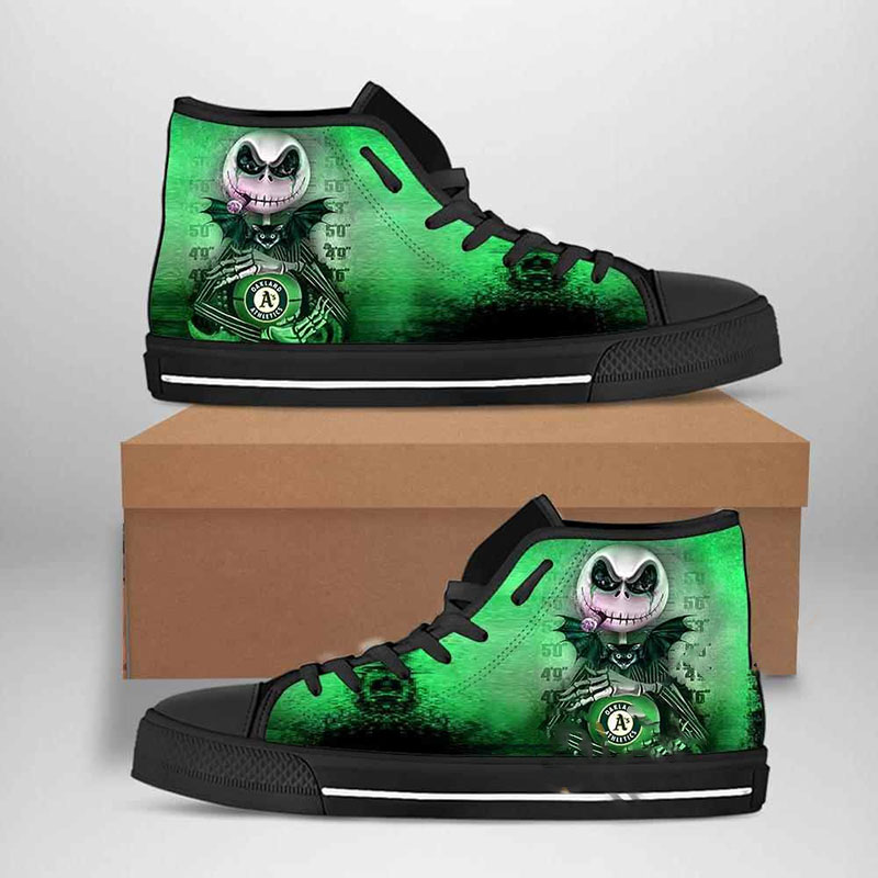 Oakland Athletics Mlb Baseball Jack Skellington High Top Shoes 10 Oakland Athletics Mlb Baseball Jack Skellington High Top Shoes