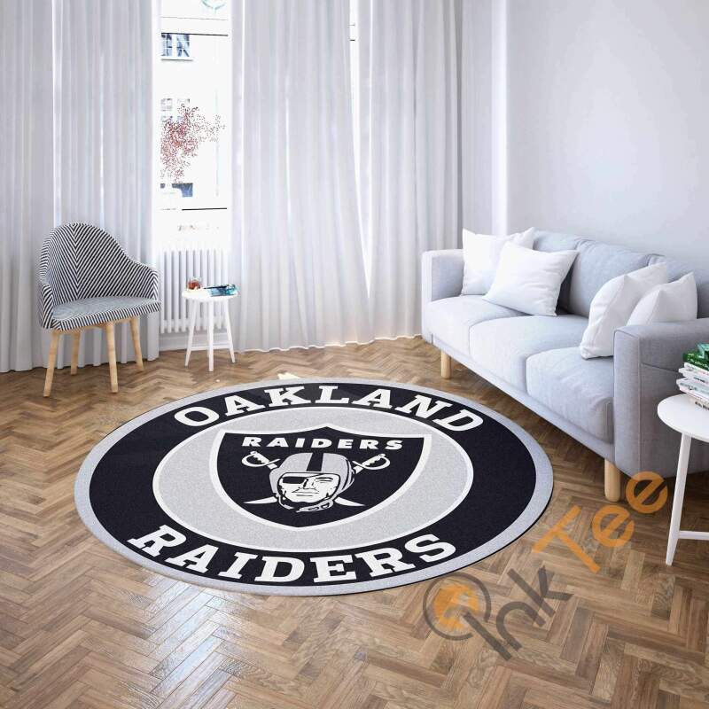 Oakland Raiders Round Carpet Nfl Football Rug