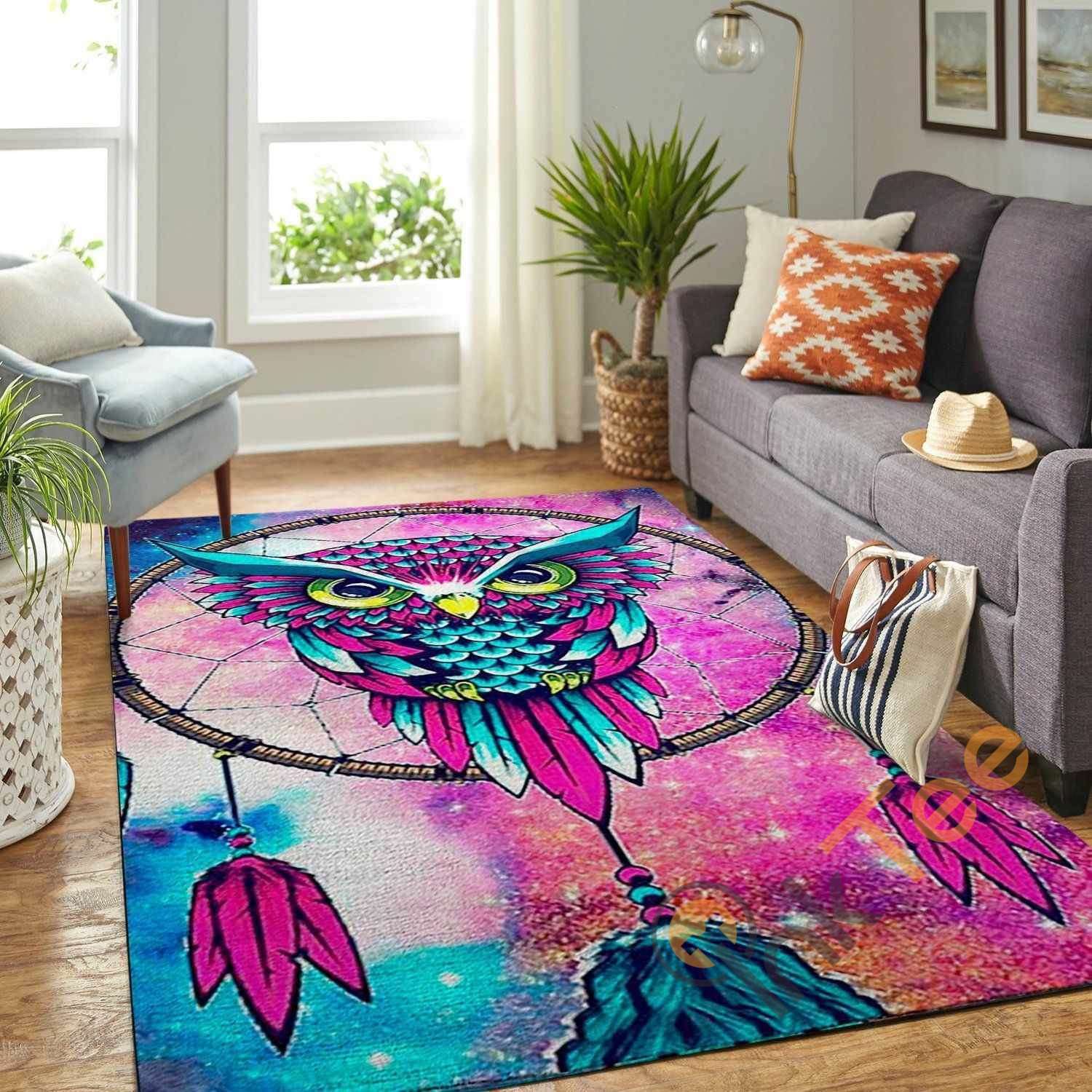 Vibrant Owl Dreamcatcher Area Rug