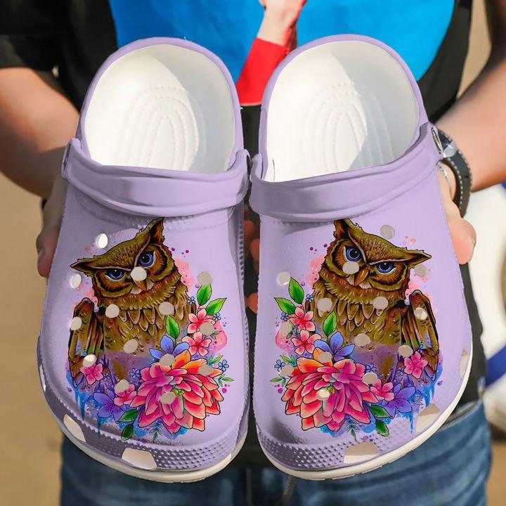 Owl Horned Art Crocs Clog Shoes